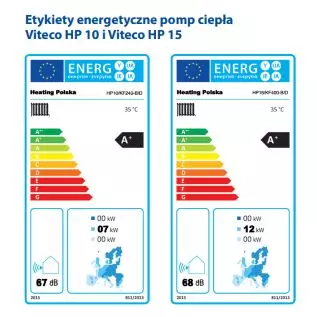 etykiety energetyczne pomp ciepła VITECO HP 10 i VITECO HP 15